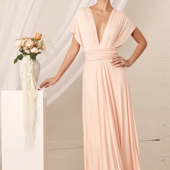 LULUS TRICKS OF THE TRADE CONVERTIBLE MAXI DRESS (BLUSH PINK, WOMEN SIZE SMALL) - Picture 2 of 8